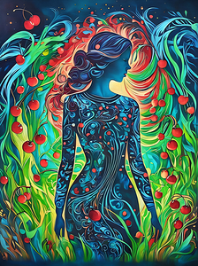 New Art 322 girl and cherries